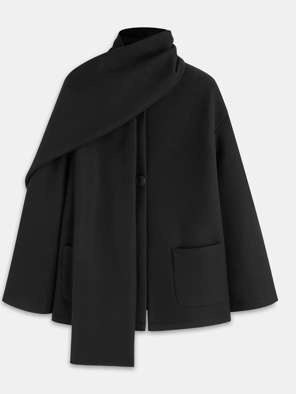Commense Black Scarf-Detail Jacket Size L